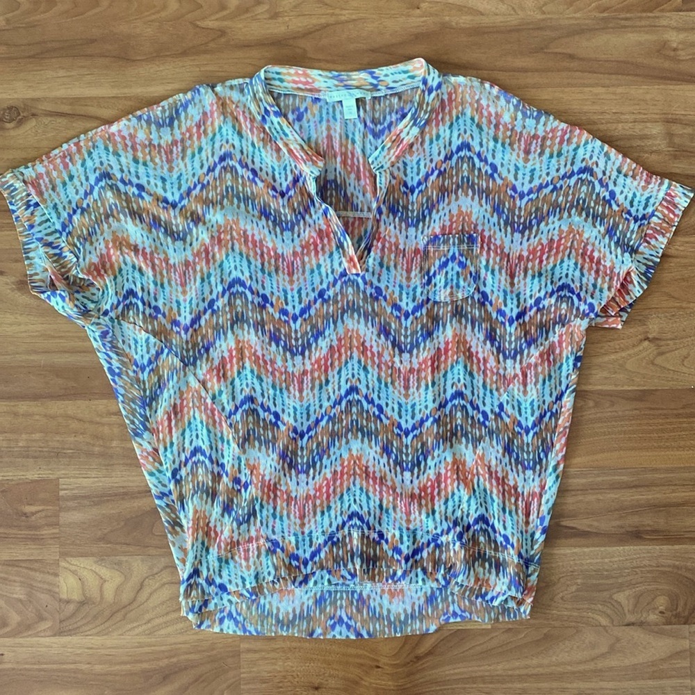 ❤️ Weston Wear Rainbow Print Dolman Blouse Top Size Small NWOT